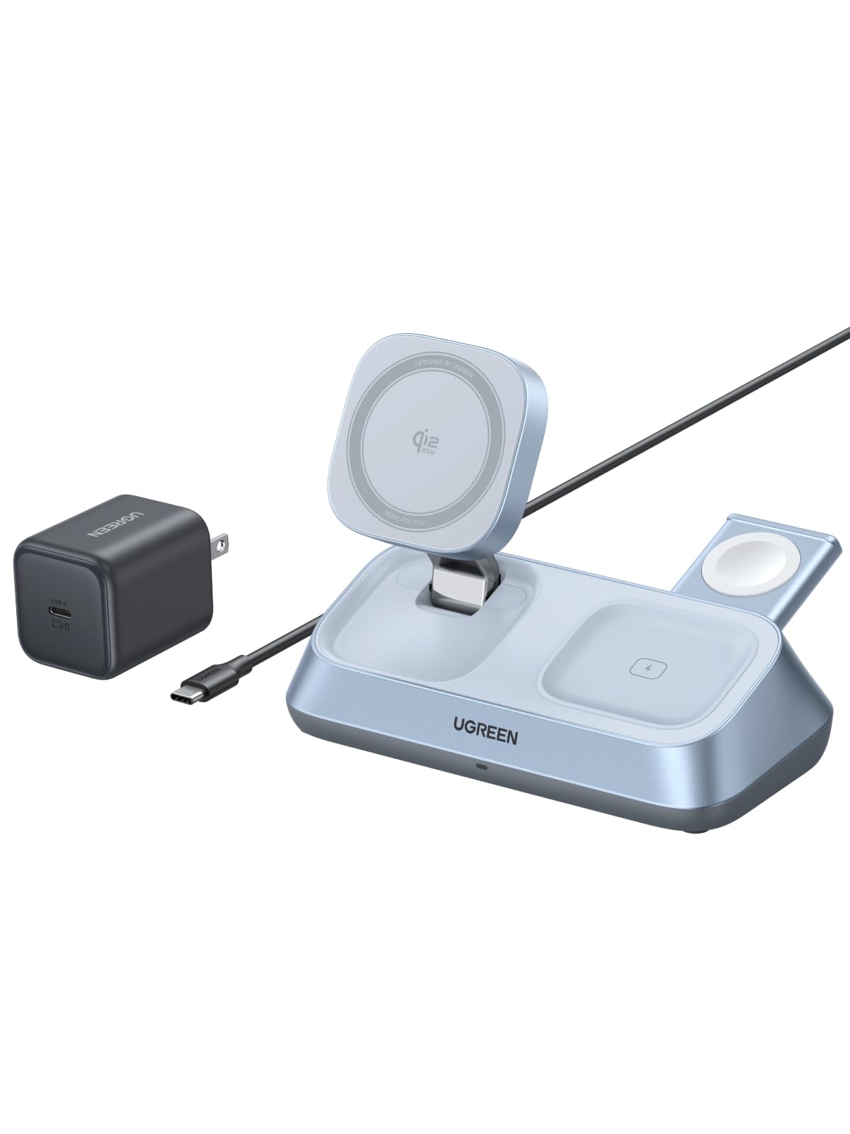 Soporte De Carga Cargador Rápido Inalámbrico Ugreen Magflow 25W Qi2