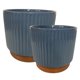 thumbnail image 1 of Set de 2 Maceteros de Cilindro Enlozado Azul 17x15 cm / 20x18 cm, 1 of 5