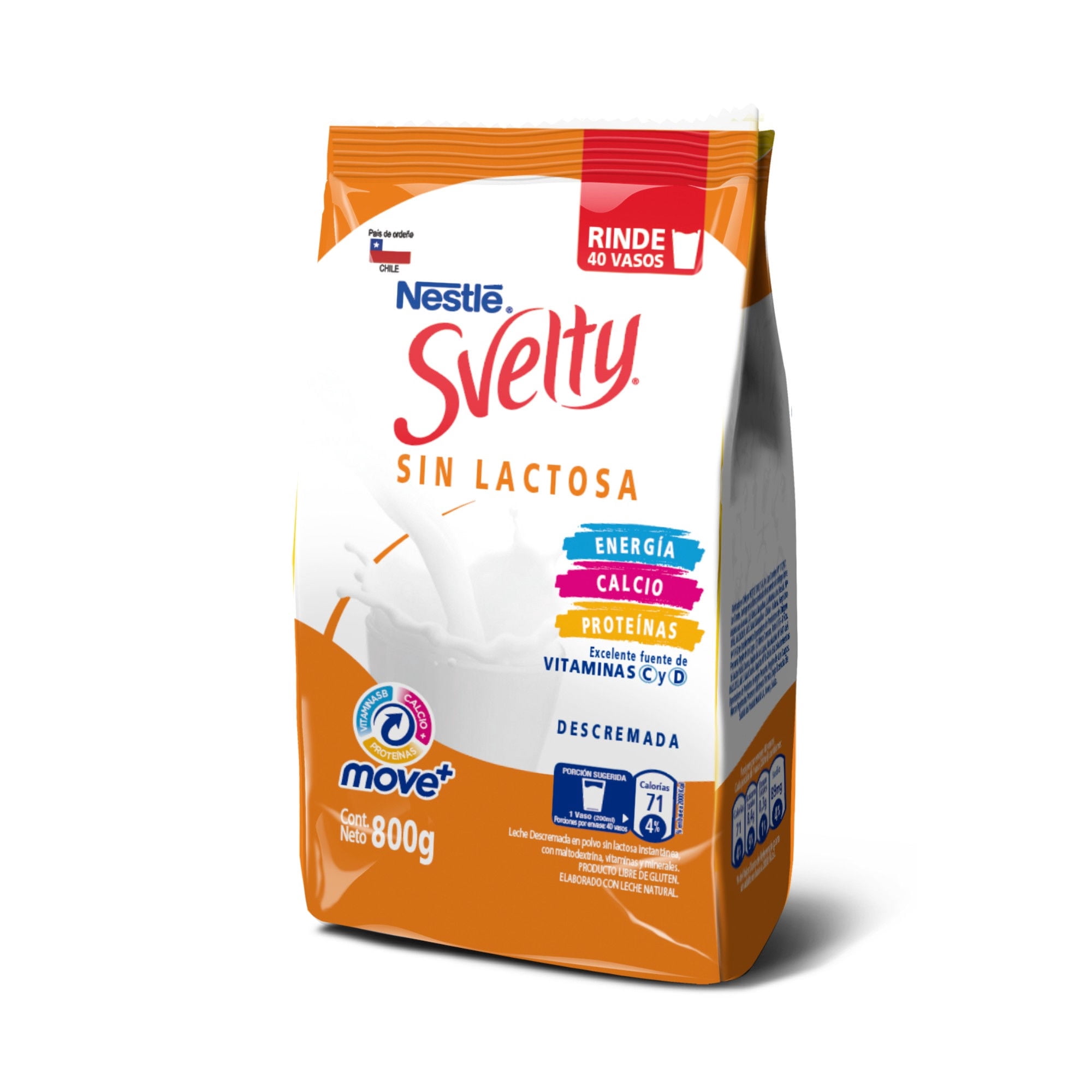 Leche En Polvo Move+ Descremada Sin Lactosa Bolsa 800 g Nestle