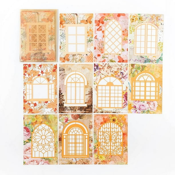 10pcs Dreamy Flower Window Series - Vintage Background Paper for DIY Diary Labels & Decoration