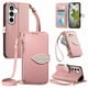 thumbnail image 1 of Funda tipo cartera FOXDOCK para Samsung Galaxy S26 con ranuras para tarjetas, soporte y cremallera - Pulsera larga rosa, 1 of 5