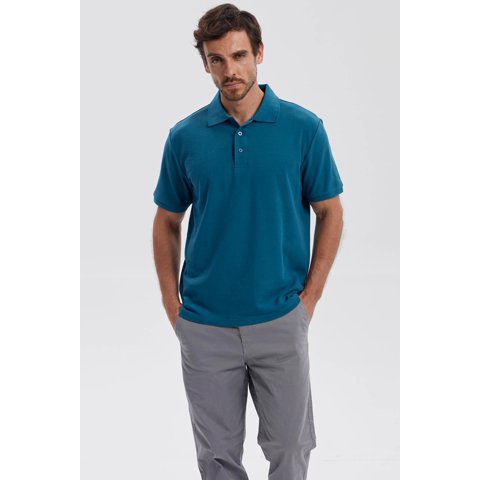 Fashionspark - Polera Hombre Piqué Básica Lisa Petróleo - Ll