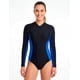 thumbnail image 1 of Traje de baño mujer deportivo manga larga cierre azul, 1 of 2