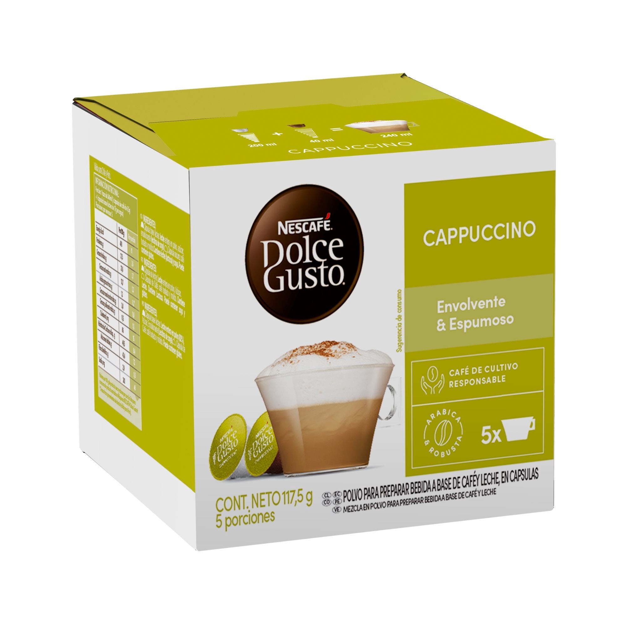 Café En Cápsulas Cappuccino 5 Tazas 117,5 g Nescafé Dolce Gusto