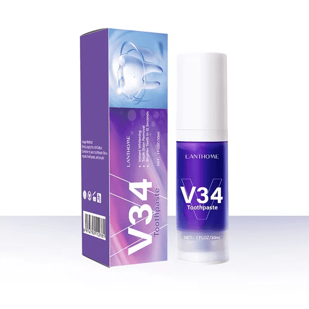 V34 Purple Toothpaste Whitening Teeth Enzyme Remove Plaque Stains Oral Hygiene Cleaning Dental Tools Fresh Breath Beauty Health