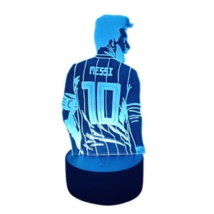 Lelumania - Lampara Ilusion 3D Messi De 7 Colores, Base Touch