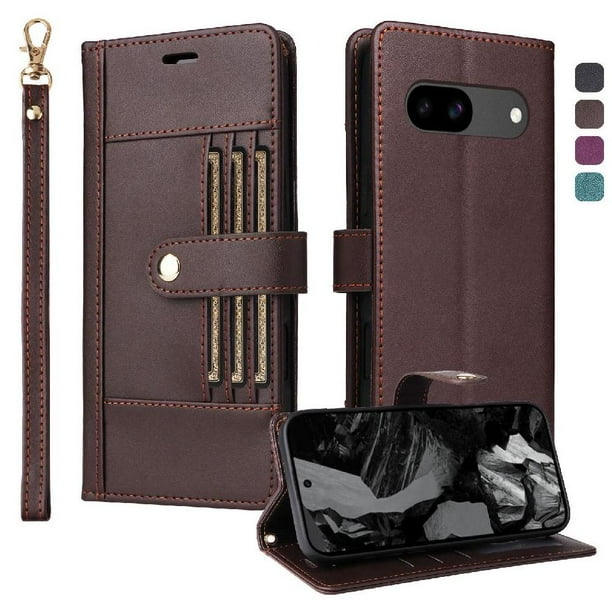 FOXDOCK Funda tipo Cartera para Google Pixel 8A – Cubierta de Cuero PU con Múltiples Ranuras, Bolsillo para Efectivo y Correa de Muñeca
