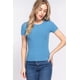 thumbnail image 1 of Top Corto de Punto Acanalado Jaspeado con Cuello Redondo Azul M, 1 of 5