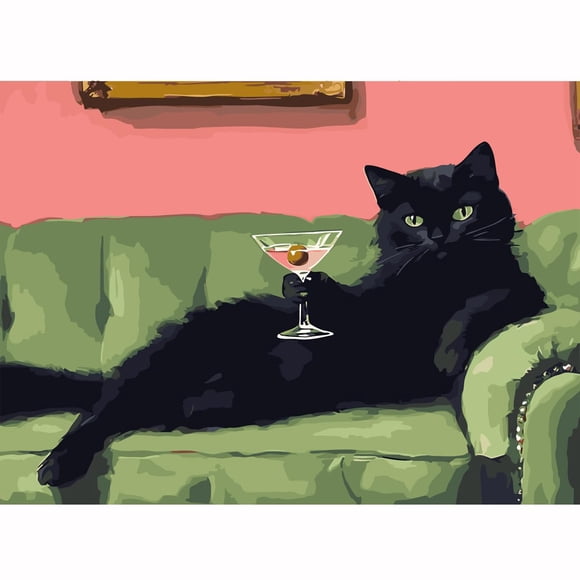 Kit de Pintura por Números GEMFAMILY Gato Negro 41 × 51 cm