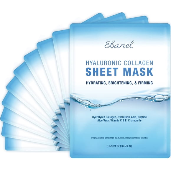 Mascarilla facial Ebanel Collagen Instant Brillating Hydrating x10