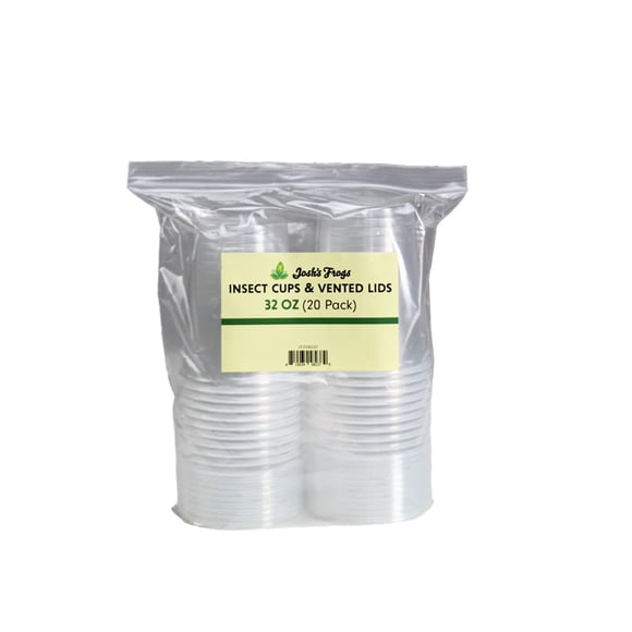 Vaso para insectos con tapa ventilada, 946 ml (32 oz), paquete de 20 unidades, Josh's Frogs
