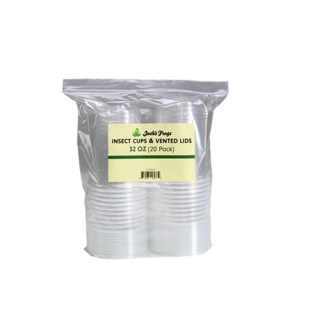 Vaso para insectos con tapa ventilada, 946 ml (32 oz), paquete de 20 unidades, Josh's Frogs