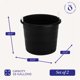 thumbnail image 3 of Cubo HOMZ 68 L Negro - Pack de 2 con Manijas de Cuerda, 3 of 9