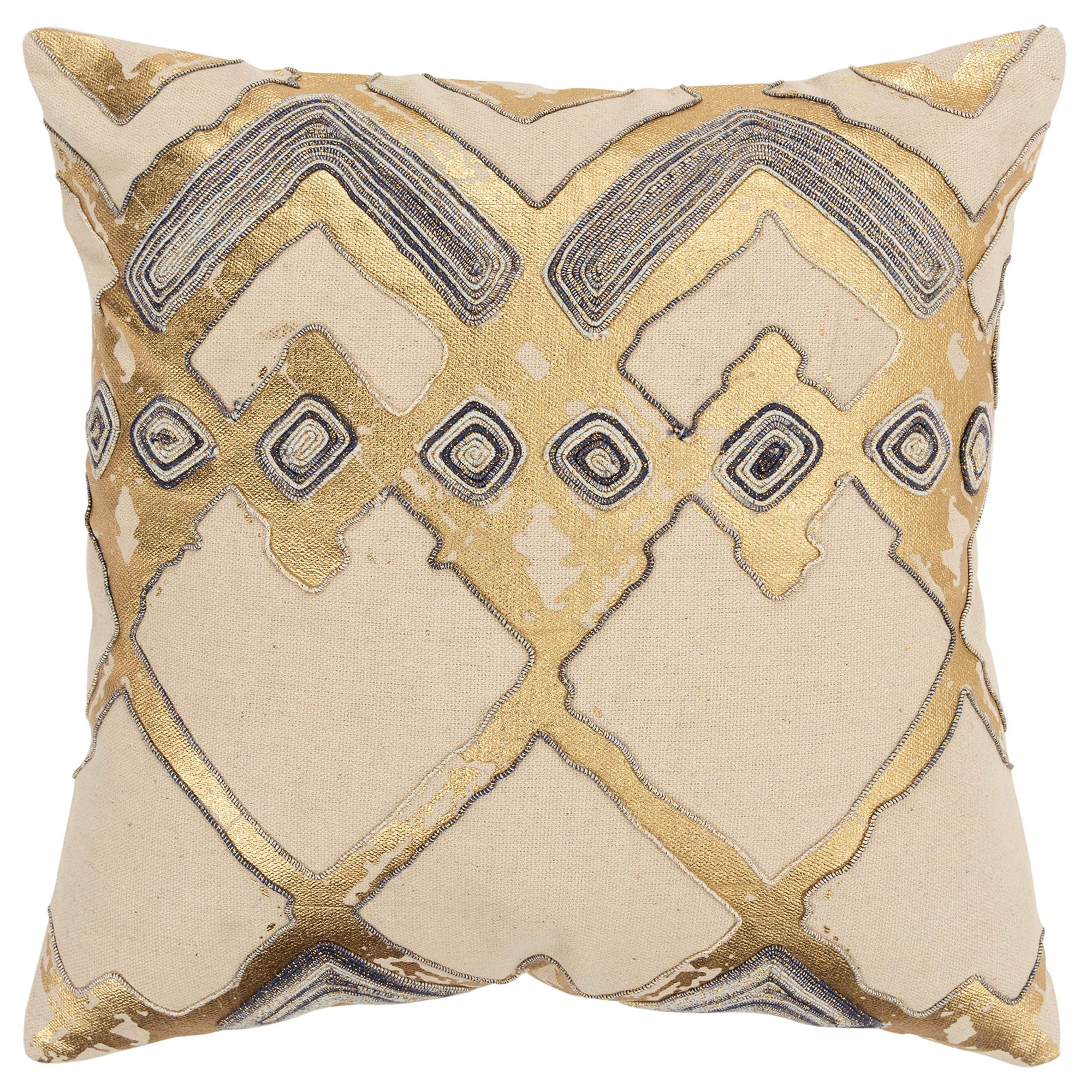 Almohada Rizzy Home Con Relleno Geométrico De Plumón, 20 X 20 Cm, Con Funda De Algodón