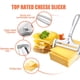 thumbnail image 2 of Cortador de queso de alambre de acero inoxidable de 2 piezas con cortador de queso plano, cortador de queso de grosor ajustable para quesos blandos, semiduros y duros, herramienta de cocina, gris, 2 of 7