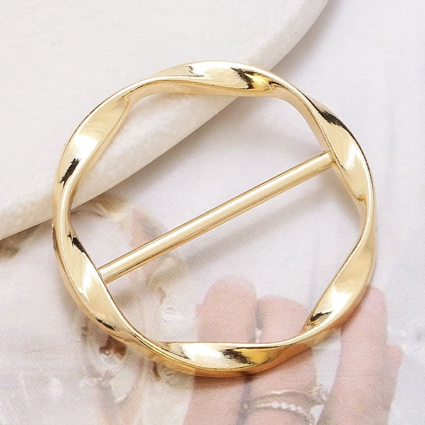 Scarf Ring Clip T-shirt Tie Clips Fashion Metal Round Circle Clip Buckle Clothing Ring Wrap Holder With 1 Storage Bag