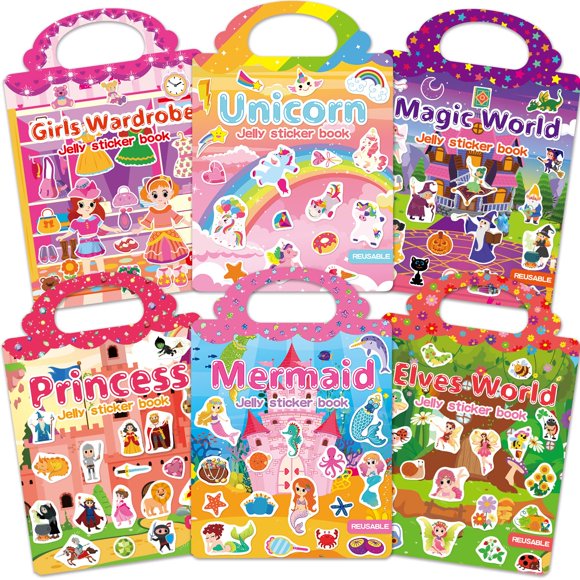 Set de 6 Libros de Pegatinas CREATIVETREES para Niñas de 3 a 6 Años – Reutilizables