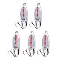 Magideal - 5X Cucharas De Pesca, Señuelos, Cebos Y Señuelos Para Lubina, Anzuelos, Cebos De Pesca Duros Para Agua Salada, Señuelos De Pesca Para Lubina, Tipo De Plata 10G