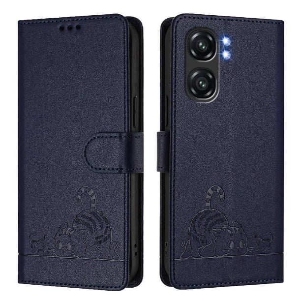 Funda tipo cartera FOXDOCK para Oukitel C58 con soporte, ranuras, RFID, diseño de gato