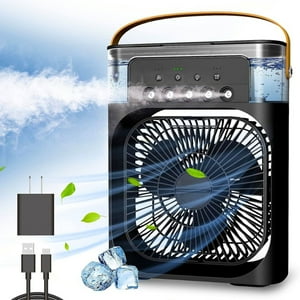 Line - Climatizador Portátil Frío 4 En 1 Ventilador Humificador Enfriador Lampara Led 220V Usb Negro