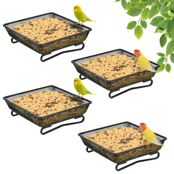Alimentador de pájaros TREEHAC 18x18 cm de metal – Pack de 4 para exterior