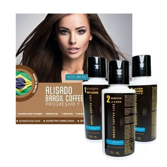 Kit Alisado Brasil coffe liss 100ml C/U 3 Pasos Marbeauty