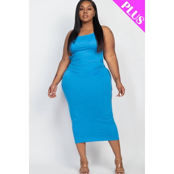 Vestido Largo con Espalda Abierta Cruzada en Talla Grande