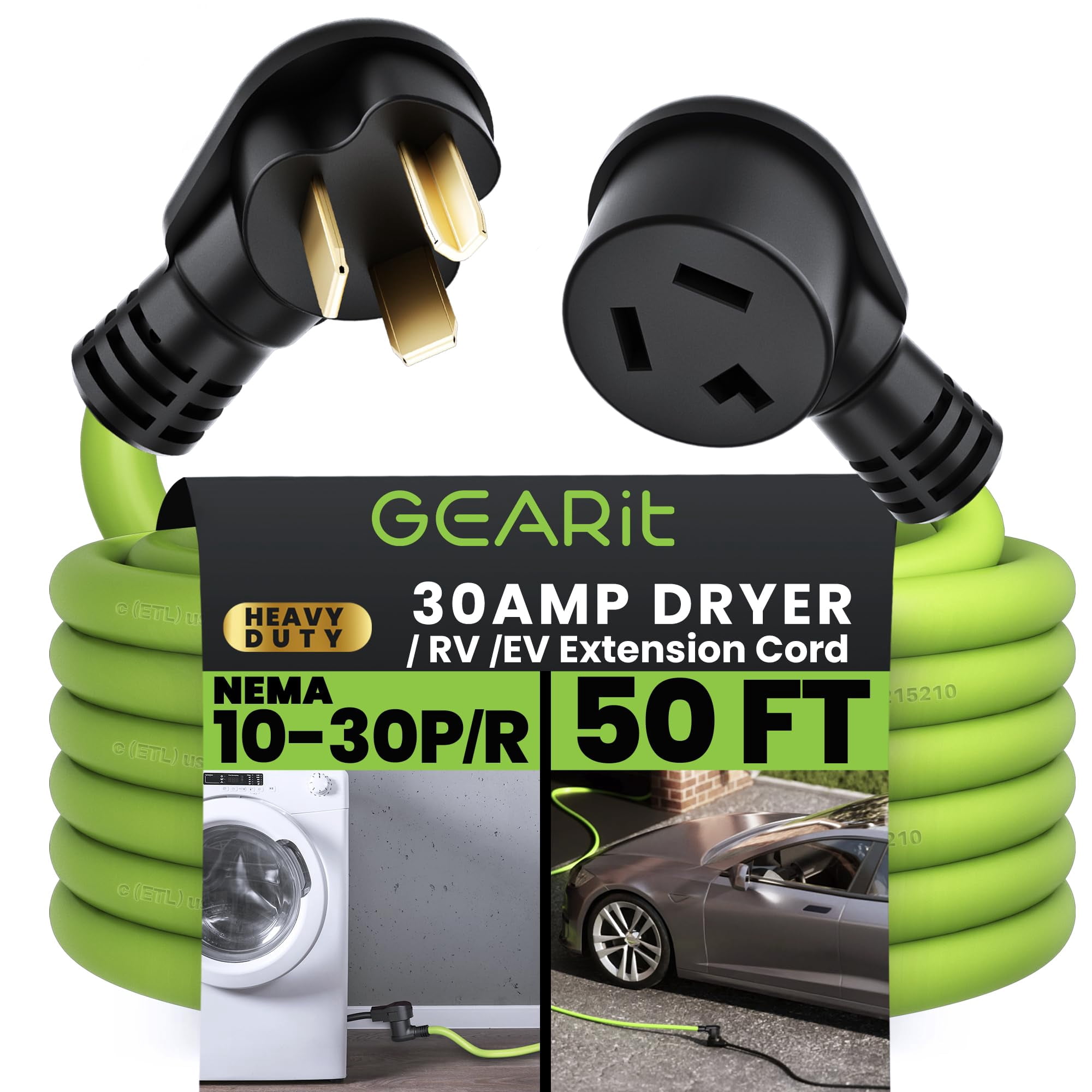 Cable De Extensión Gearit 15 M 30 Amperios 125/250v De Alta Resistencia