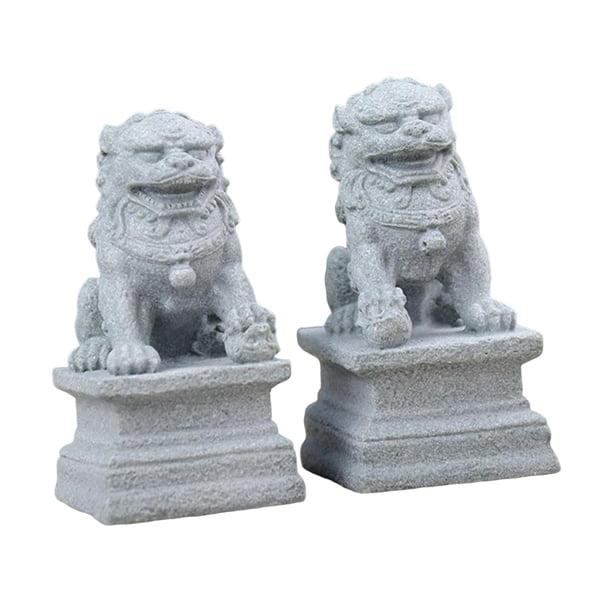1 Par De Estatuas De Leones De Estilo Chino Esculturas De Jardín Para Camino Al Aire Libre