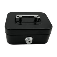 Magideal - Caja De Dinero Con Cerradura, Caja De Monedas De Metal Portátil Con Asa Superior, Organizador Pequeño, Caja De Recuerdo Con Cerradura Y Llave, Cofre D Negro