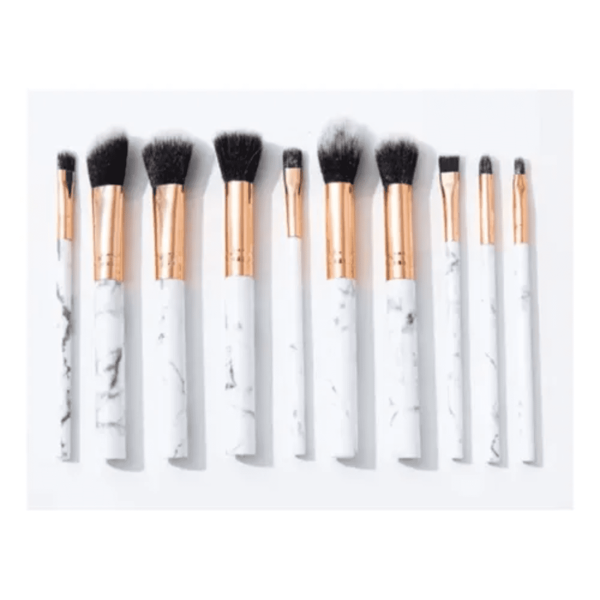 Genérico - Set 10 Brochas Para Maquillaje Diseño Marmol Blanco