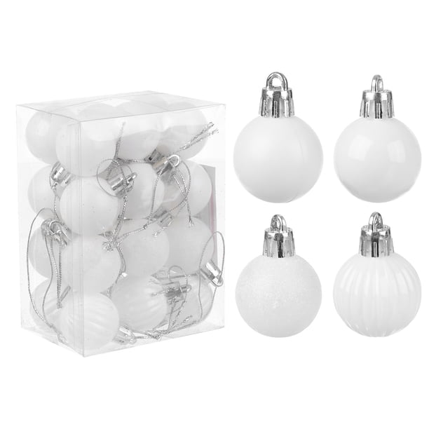 Uxcell 24Pcs 1.18" Bolas de Navidad Adornos Inastillables Bolas para Decoración de Árboles de Navidad Blancas