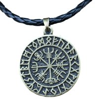 Ioensy - Collar Con Colgante De Escudo Vikingo Nórdico De Acero, Regalo Para Hombre, Cuero Bronce