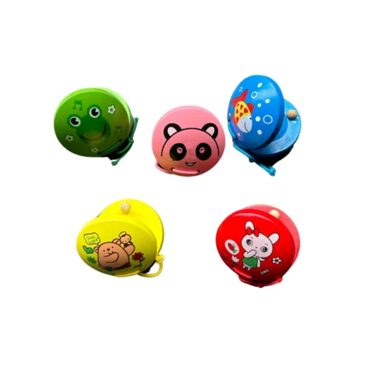 Genérico - Set 2 Juguete Musical De Castañuelas De Madera Con Dibujos Animado