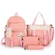 thumbnail image 1 of 5 Piece Set School Bags For Teenage Girls Canvas Solid Color Women Backpack Female Teen Student Schoolbag, 1 of 3