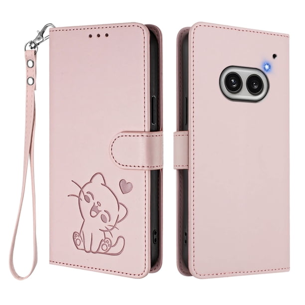 Nothing Phone 2A Funda Billetera de Gato, Rosa