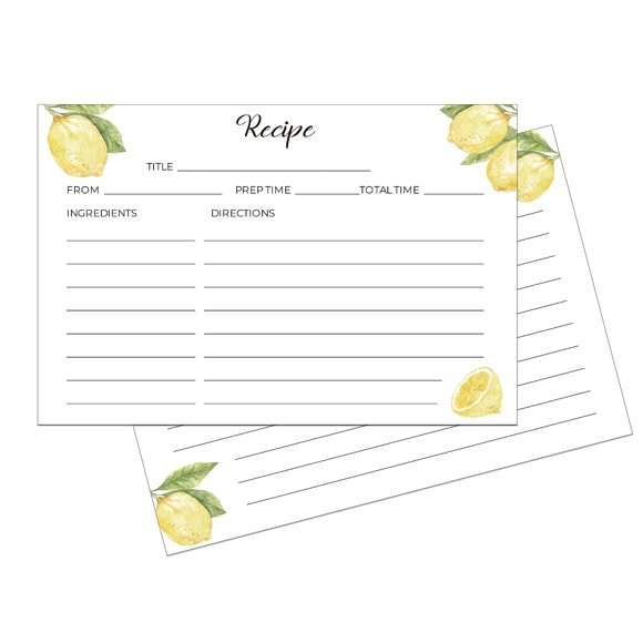 Tarjetas de recetas HEART & BERRY 10 × 15 cm Limón – Pack de 50