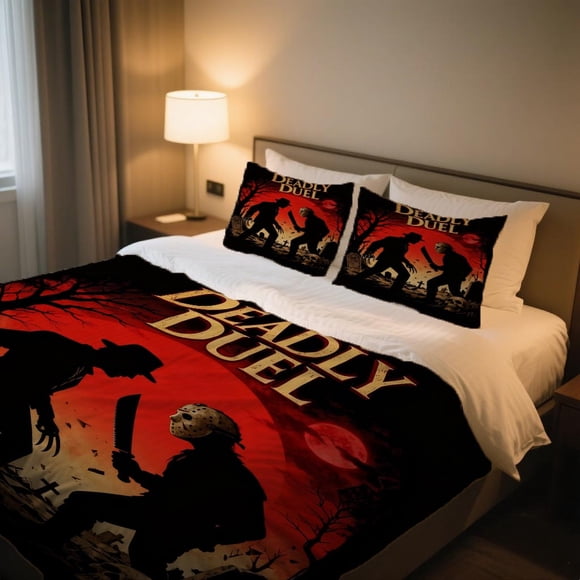 Freddy And Jason Deadly Duel Duvet Cover Set AllSeason Comfort Easy Care