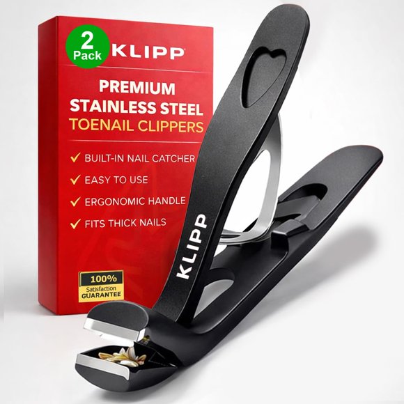 Cortaúñas KLIPP de 15 mm de apertura ancha, paquete de 2, cuchillas curvas