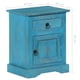 thumbnail image 2 of Mesita de noche VidaXL de mango macizo azul con almacenamiento, 2 of 8