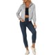 thumbnail image 2 of INSPIRE CHIC Chaqueta Bomber Brillante con Capucha y Cierre Metálico Holográfico Brillante para Mujer XL Gris, 2 of 6