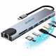 thumbnail image 1 of Hub Adaptador Extensor Usb C 8 En 1 Multipuerto Otg Adaptador Para Macbook Laptop Notebook Y Celulares Con Hdmi 4k Y Carga Rápida Plateado Audeos, 1 of 11
