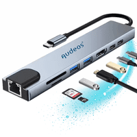 Genérico - Hub Adaptador Extensor Usb C 8 En 1 Multipuerto Otg Adaptador Para Macbook Laptop Notebook Y Celulares Con Hdmi 4K Y Carga Rápida Plateado Audeos