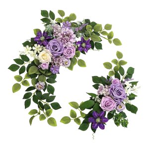 Magideal - Juego De 2 Flores De Arco De Boda, Arreglo Floral, Decoración De Boda, Flor Artificial Para Recepción, Adorno Para El Hogar Del Día De San Valentín Púrpura