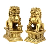 Bothyi - 2 Figuras De Leones Guardianes De Fu Dog Para Regalo De Felicitación De Buena Suerte De Resina De 5 Cm X 4 Cm X 7 Cm