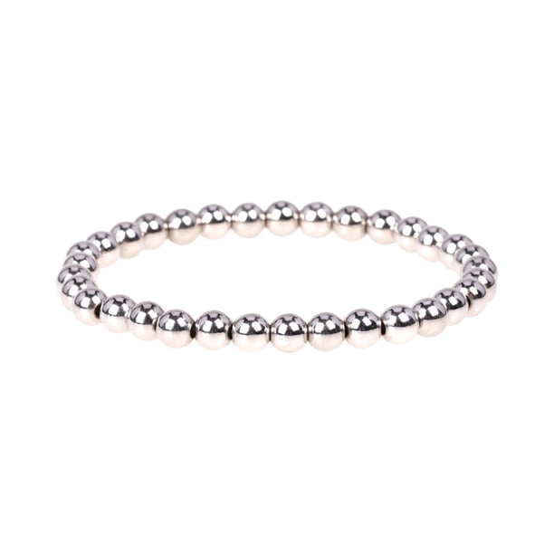 Pulsera de cuentas de oro para mujer, pulsera elástica con cuentas chapadas en oro de 14 quilates.