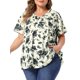 thumbnail image 1 of Agnes Orinda Blusas de Verano Casual de Talla Grande para Mujer con Estampado Floral, Cuello en V, Manga Corta, Túnica 2X Negro, 1 of 4
