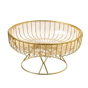 Magideal - Cesta De Almacenamiento De Frutas De Alambre De Metal, Frutero, Soporte Para Cesta De Aperitivos De Verduras De Gran Capacidad Para Decoración De Mesa Amarillo L