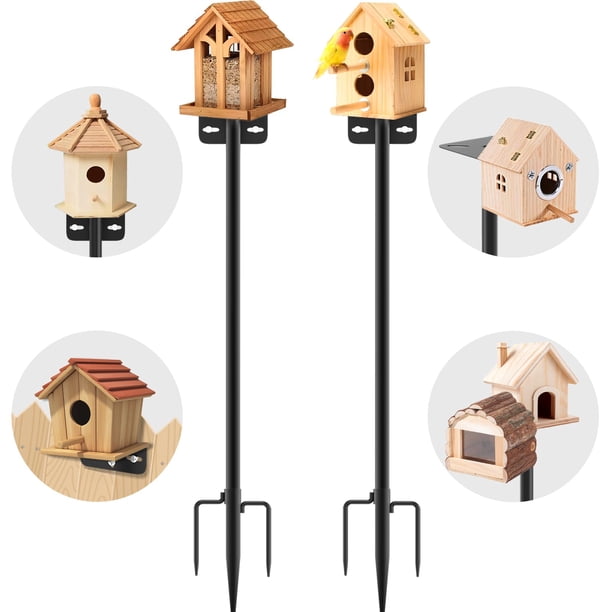 Poste para comedero de aves AHRLHR, 2 unidades, 203 cm, ajustable y resistente al óxido