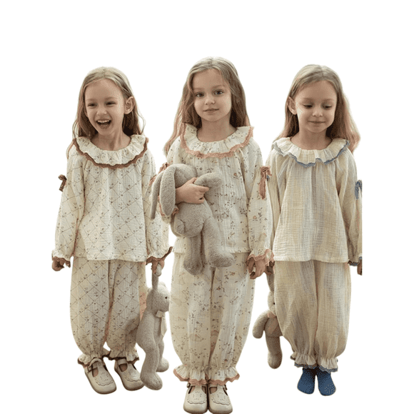Pijama Niña 100 % Algodón Muselina 2 Piezas Modelo Amanda - 7 a 8 años, Rosa Suave